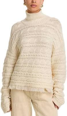 Guest In Residence Women's Cropped Cable Turtleneck Sweater