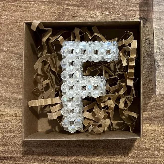 Handmade Beaded F Letter Keychain