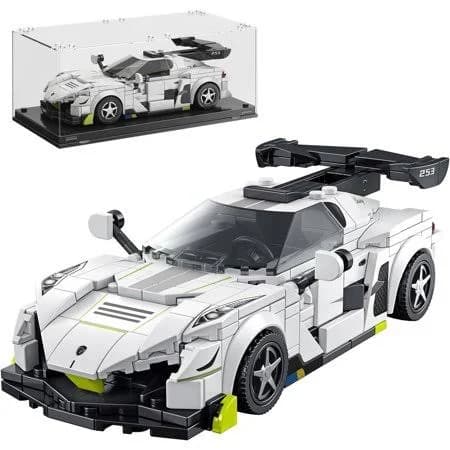Technic Sports Cars Building Block Set with Display Case, Speed Race Car Building Toys, Collectible Model Cars for Home Decor(320+pcs), Multicolor