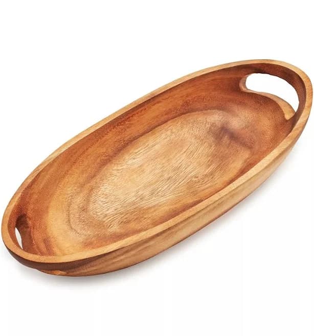 Sur La Table Rectangular Brown Acacia Wood Serving Tray