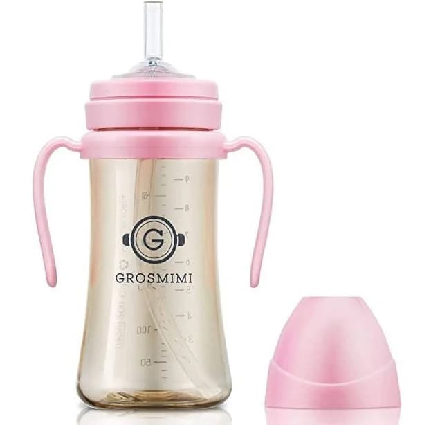 Grosmimi Spill Proof no Spill Magic Sippy Cup with Straw with Handle for Baby and Toddlers