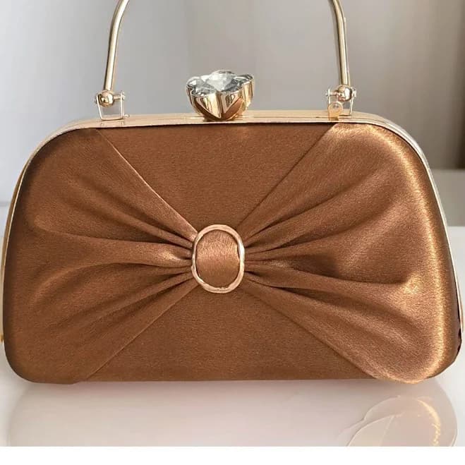 Satin Pleated Evening Bag with Accessories