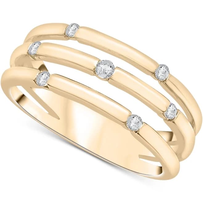10K Gold 1/6 ct. t.w. Diamond Three Row Stack Look Ring