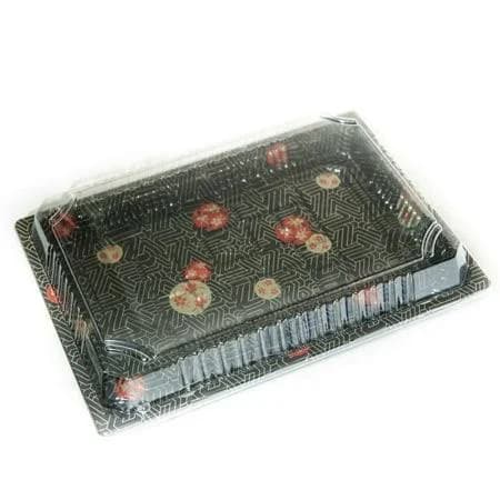 Ecoquality Tz-025 Disposable Black Sakura Design Take Out Sushi Trays