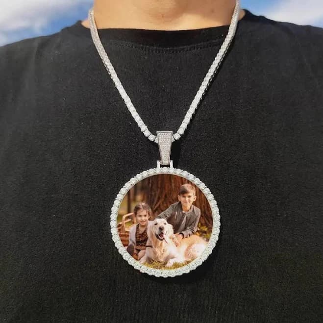 18K Gold Plated Custom Made Photo Bling Necklace