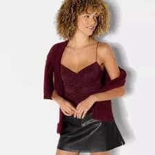 Wild Fable Women's Party Lace Camisole, L - Burgundy