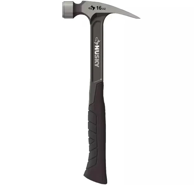 Husky 16 Oz. Steel Rip Claw Hammer | Rubber Handle | Lifetime | Black