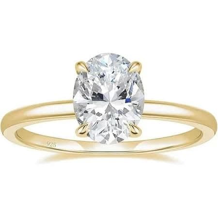 3Ct Oval Cut Cubic Zirconia Solitaire Engagement Ring in 925 Sterling Silver