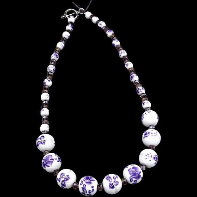 Beaded Floral Ceramic Necklace