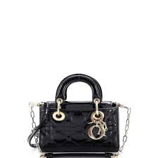 Christian Dior Lady D-Joy Bag Cannage Quilt Patent Micro 394719