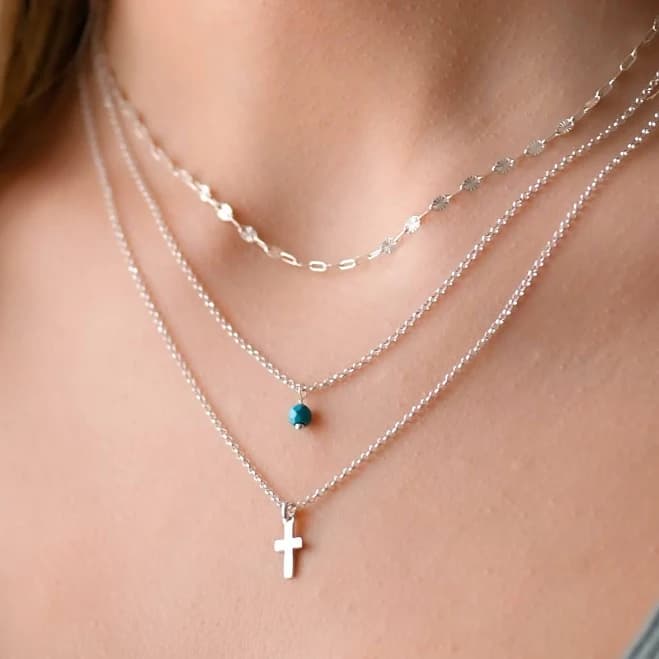 Sterling Silver Cross Necklace Set