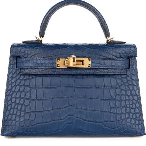 Hermès Mini Kelly Bleu Saphire Matte Alligator Gold Hardware