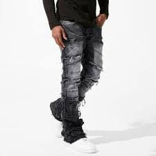 Mens Jeans Fit Skinny Stacked Ripped Slim Fit Patch Trousers Streetwear Stretch Casual Comfort Outdoor Denim Pants - Walmart.com