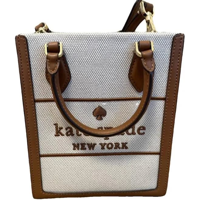 Kate Spade Canvas Tote Bag with Leather Trim Brown