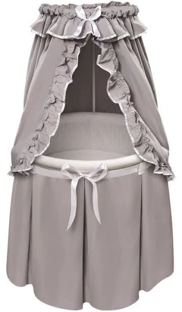 Empress Round Baby Bassinet With Canopy, Gray/White, Bassinets & Cradles by VirVentures