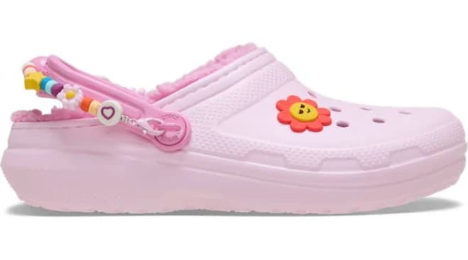 Crocs Kids' Classic Lined Fuzzy Daisy Clogs