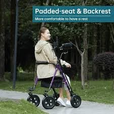 ELENKER Upright Rollator Walker, All-Terrain Stand up Rolling Walker with 10" PU Wheels for Seniors Purple HSA/FSA Eligible - Walmart.com
