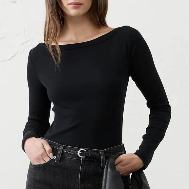 Women's Ribbed Boatneck Top