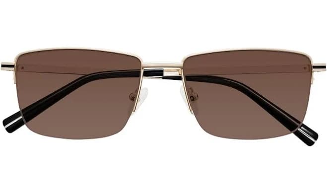 Metal Rectangle Semi-Rimless Tinted Sunglasses Sunwear Lenses