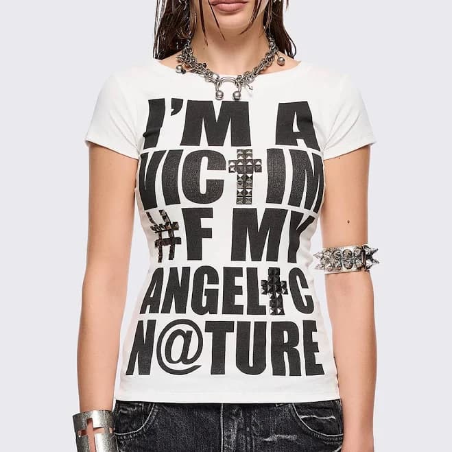 Minga London Baby Tee with Slogan Graphic