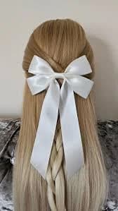 Oversized Ivory Satin Hair Bow: Bridal Long Tails Bow