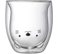 Cute Animal Double walled glass cups Cute Cat Glass cup - Cheap gifts for mothers day girls and boys, Coffee or tea mug, very strong mug