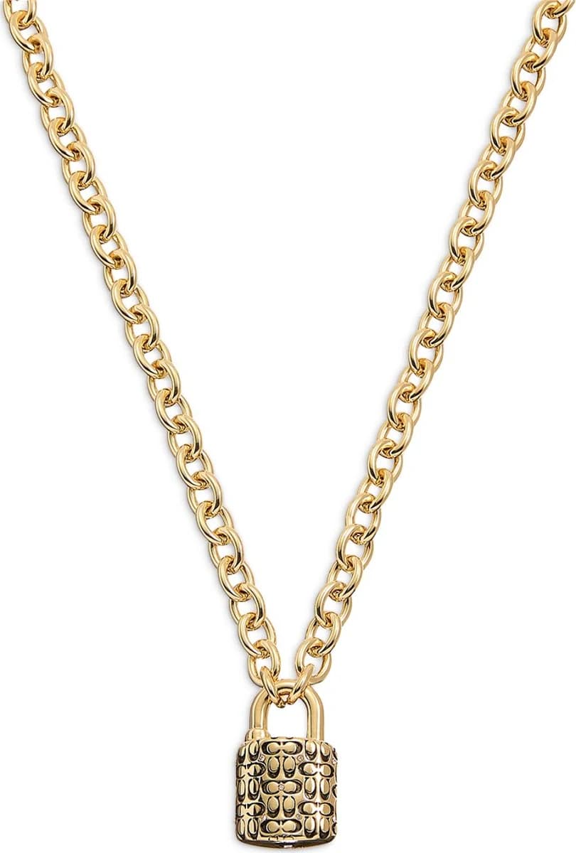 Coach Quilted Padlock Necklace