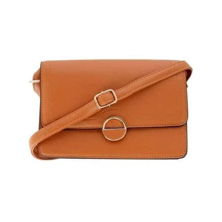 Ctm Women's Synthetic Leather Adjustable Crossbody with Flap Closure