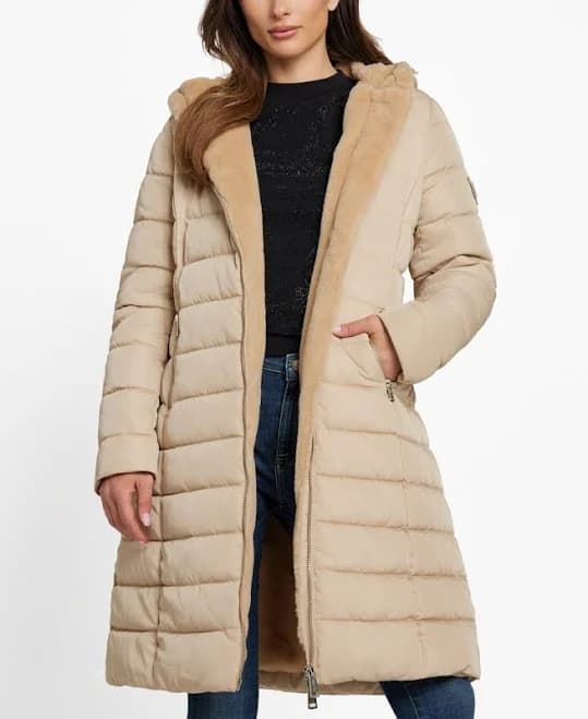 Guess Women's Faux-Fur-Lined Hooded Puffer Coat