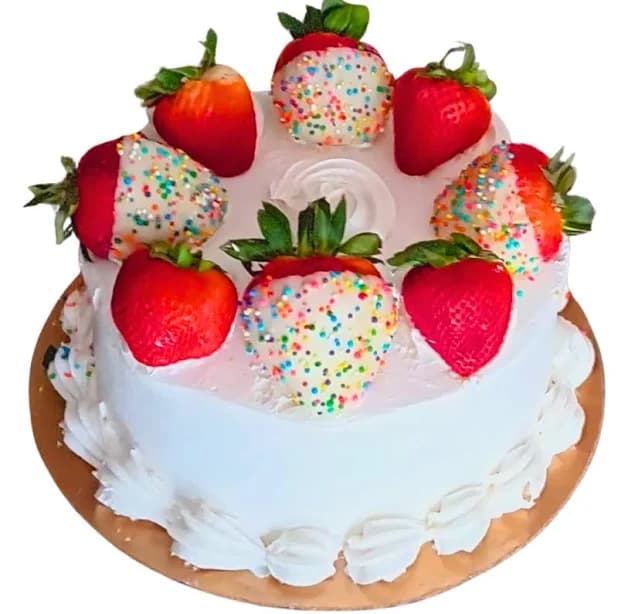 8” Berry Topped Vanilla Birthday Cake