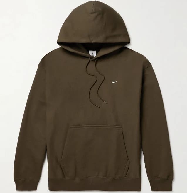 Nike Solo Swoosh Logo-Embroidered Cotton-Blend Jersey Hoodie - Men - Green Sweats - M