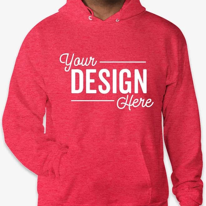 Custom Hanes EcoSmart 50/50 Pullover Hoodie - Heather Red - Size S - Sample