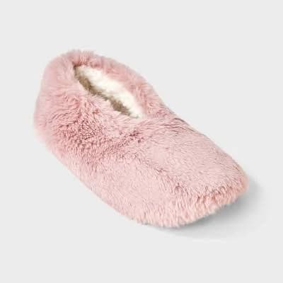 Auden Women's Plush Faux Fur Slipper Socks with Slip Resistant Soles