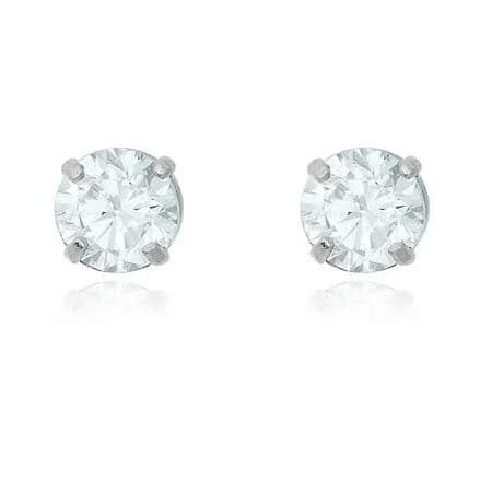 Avora 925 Sterling Silver 3mm Round Simulated Diamond CZ Stud Earrings Women's