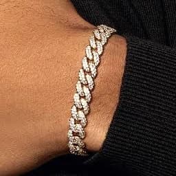 JAXXON Men's 14K Gold Iced Out Cuban Link Bracelet