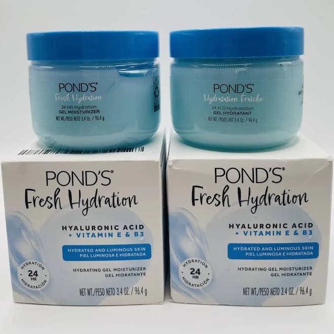 2 Pack - Pond's Fresh Hydration Hyaluronic Acid Gel Moisturizer 3.4oz