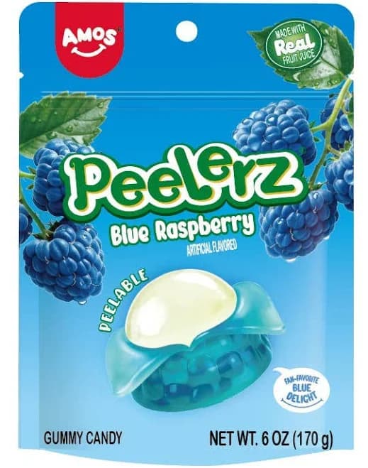 Amos Blue Raspberry Gummy Peelerz 6oz