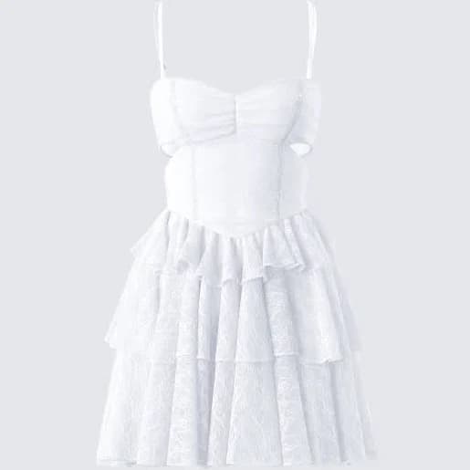 Lace Tiered Ruffle Mini Dress