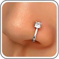 Amazon.com: Kuyiuif Small Thin Flower Clear Crystal Nose Ring Stud Hoop-Sparkly Crystal Nose Ring