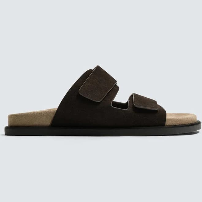 Zara Men's Double Strap Leather Sandals
