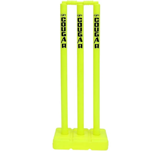 Cougar Plastic Cricket Stumps Set (Portable Plastic Wicket Set) with Stand & Bails