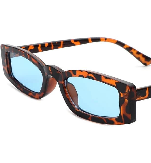 Starzest Rectangle Slim Retro Tinted Square Sunglasses