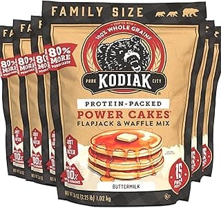 Kodiak Grizzly Size Power Cakes Mix, Buttermilk, High Protein,100% Whole Grains (Pack of 6 Bags)