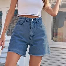 Womens Jean Shorts Button Ruffle Casual Shorts with Pockets Trendy High Rise Denim Shorts - Walmart.com