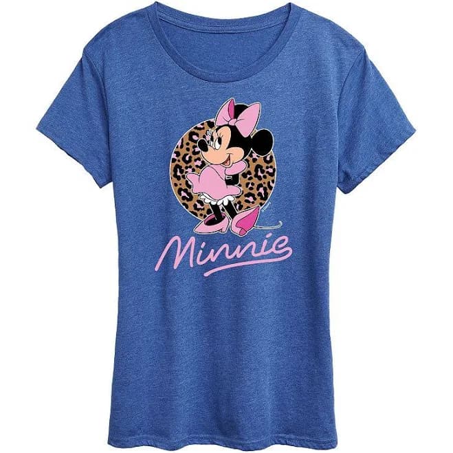 Disney Minnie Leopard Print Women's Short Sleeve Graphic T-Shirt