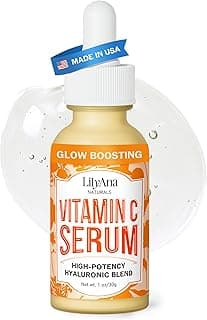 LilyAna Naturals Vitamin C Serum for Face with Hyaluronic Acid and Vitamin E, Anti Aging Serum, Reduces Age Spots and Sun Damage, Promotes Collagen and Elastin (1oz)