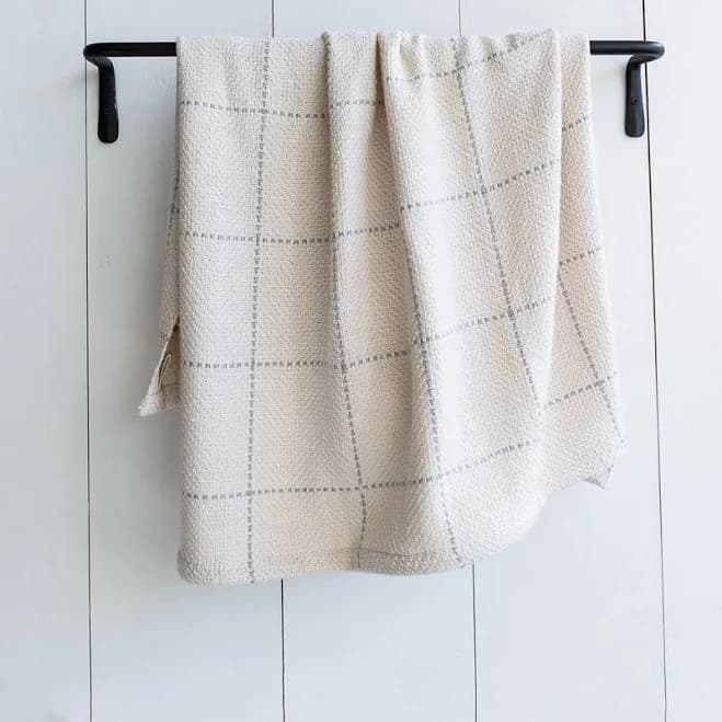 White and Gray Windowpane Baby Blanket