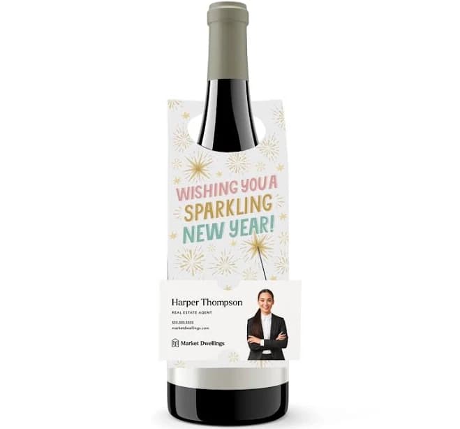 Wishing You A Sparkling New Year! Bottle Hang Tags