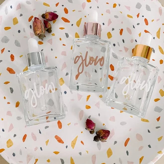 30ml Serum Dropper Bottle Rose Gold or Gold: Floral Infused Option