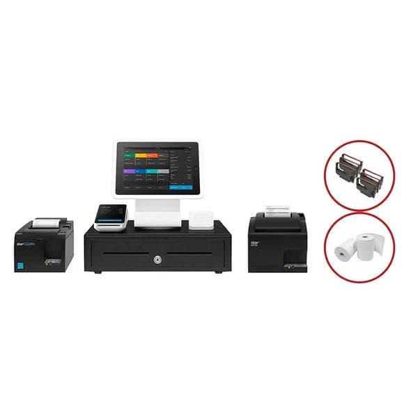 Square Stand Restaurant POS Station with Square Terminal Kit - Black/White, Bundle